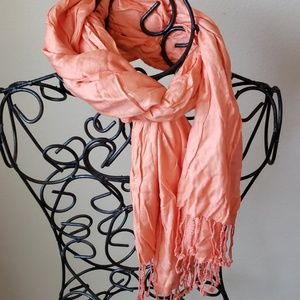 Coral fringe scarf
